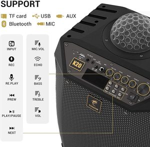 Sistema Microfonico Professionale TONOR K20 UHF per Registrazione Video, <span class=keywords><strong>Karaoke</strong></span> con Altoparlanti e <span class=keywords><strong>Bluetooth</strong></span> - Product Image 3