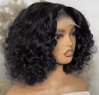 Perruque Bob en dentelle transparente sans colle, châtain clair avec mèches, cheveux humains Remy ondulés, respirante pour femmes