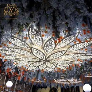 웨딩 무대 천장 조명 장식 빛나는 꽃잎 조각 꽃 교수형 램프 골드 라이트 장식 결혼식