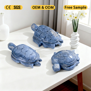 Escultura de Tortuga de Coral Azul Natural al por Mayor, Tallado de Animales de Piedra Curativa de Cristal para Decoración - Product Image 5
