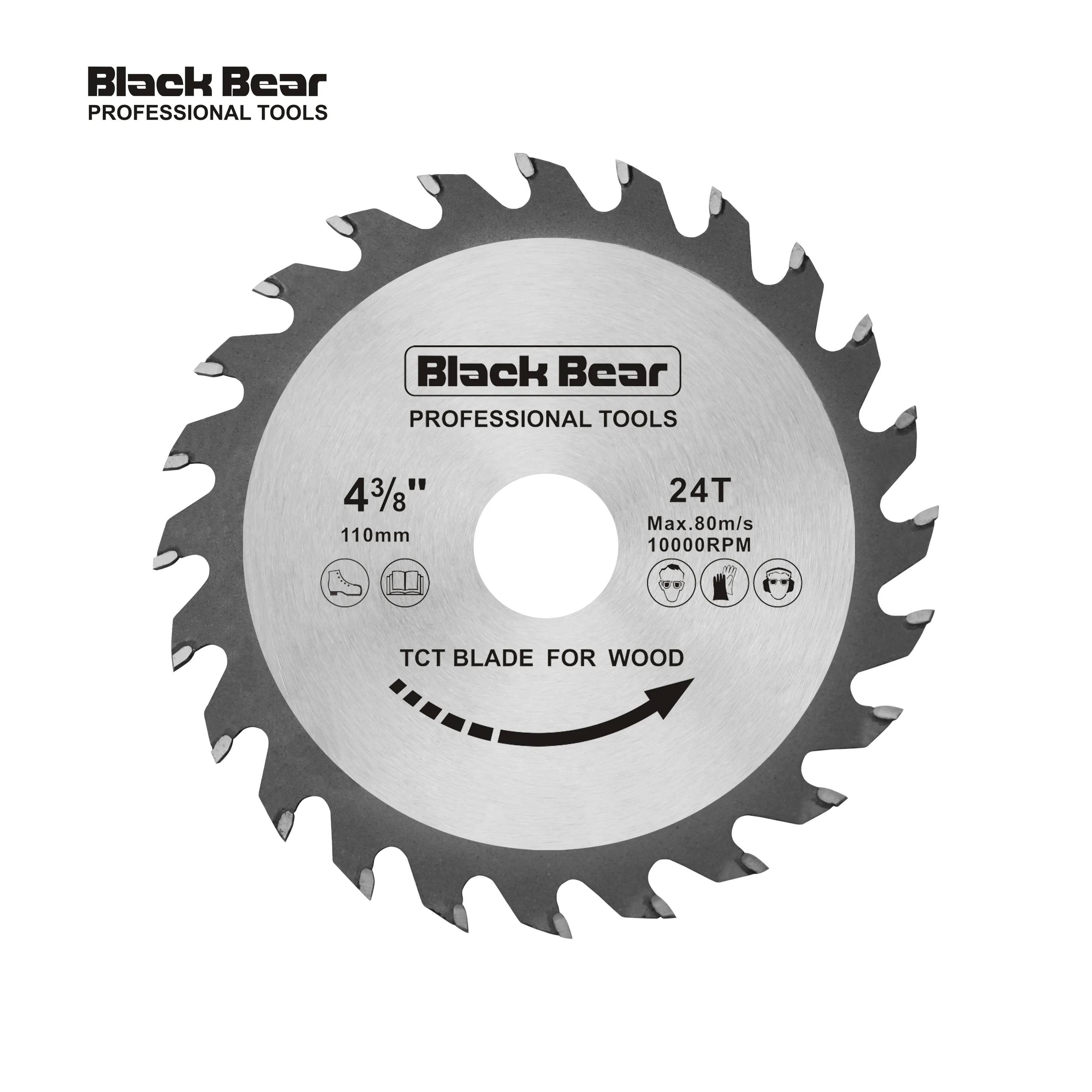 BLACK BEAR 4-3/8Inch 110mm 24T Circular Tct Saw Blades For Wood Cutting Tct Saw Blade