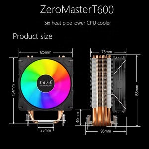 พัดลมระบายความร้อนซีพียูแบบ Dual Tower RGB ARGB 6 ฮีทไปป์ ช่องเสียบไฟ 3 พิน ระบบระบายความร้อนด้วยอากาศที่มีประสิทธิภาพ สำหรับเคสคอมพิวเตอร์เล่นเกมแบบ Dual Tower - Product Image 6