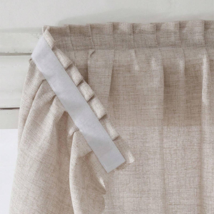 Tenda XinLan con Chiusura a Strappo, Senza Foratura, in Finto Lino Semitrasparente, per Porta Finestra alla Francese, Colore <span class=keywords><strong>Beige</strong></span> - Product Image 2