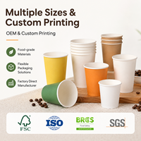 Gobelet à café jetable à paroi simple, résistant à la chaleur, de haute qualité, avec logo personnalisé imprimé, identité de marque OEM, professionnel