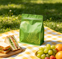 Sachet à fond carré personnalisé avec logo, qualité alimentaire, thermoscellable, refermable avec fermeture éclair, emballage PET pour chips et snacks