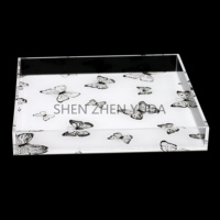 Schmetterlings muster Acryl Tablett Quadrat Plexiglas Schmuck Lagerung Dekorative Parfüm halter Vanity Tray
