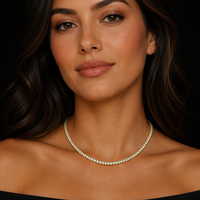 Collier tennis couleur or avec chaîne en moissanite, taille brillant rond, serti clos, bijou pour cadeau de mariage ou de fête