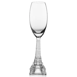 梅兹里时尚工艺埃菲尔铁塔敬酒眼镜套装2个独特的阀杆设计透明香槟玻璃饮料酒具