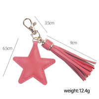 Vente en gros de porte-clés pompons en cuir PU, accessoires de sac à main, pendentif étoile pentacle coloré, porte-clés cadeau promotionnel