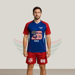 Conjunto de Camiseta y Pantalones Cortos de Fútbol Retro Sublimados Personalizados para el Equipo de EE. UU. 2026, Uniforme de Dos Piezas para la Copa Mundial de Fútbol Masculino - Product Image 1