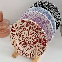 Usine en gros personnalisé éclaboussures logo coloré Splash fonte acier Camping extérieur émail soucoupe assiette