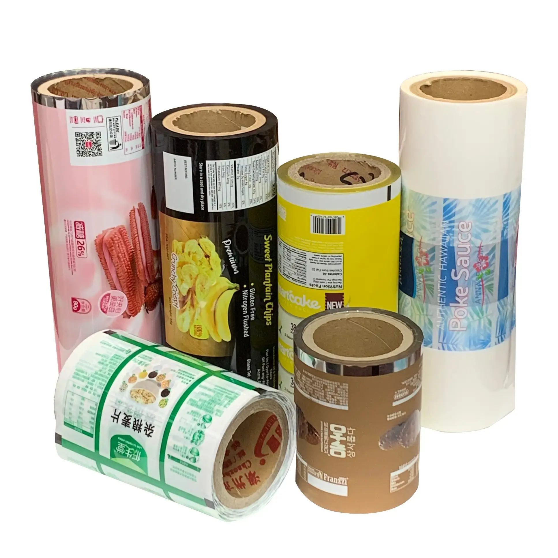 Meerlaagse Print Stretch Op Maat Gemaakte Verpakking Food Grade Bopp Mylar Polymatte Gecoate Plastic Verpakking Papierrolfolie