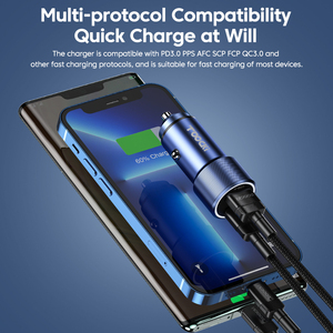 Toocki Ring Ambient Light Car Fast Charger Qc3.0 Dual Aluminio Metal Car Charger Simple Pd Fast Car Charger Fast - Product Image 5