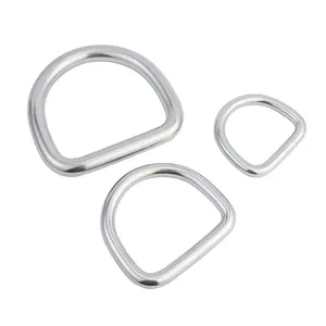 Gesper sabuk cincin bentuk D logam lasan mulus baja tahan karat untuk anyaman