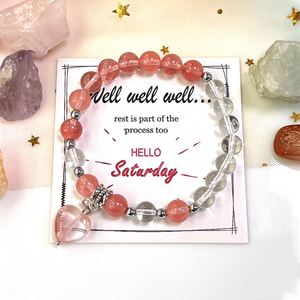 Bracelet en pierre naturelle avec perles de verre colorées, symbole de compassion et de gentillesse, bijou très apprécié, carte de conseils d'entretien. - Product Image 4