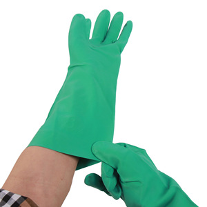 Gants en caoutchouc nitrile vert 50 cm, bouts des doigts texturés, pour le nettoyage et l'usage industriel - Product Image 3