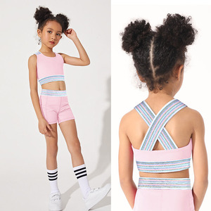 Set di abbigliamento per bambini con Logo personalizzato in alta elastan, <span class=keywords><strong>vestiti</strong></span> da palestra da ragazza <span class=keywords><strong>aderenti</strong></span> e veloci, per allenamento sportivo da Tennis - Product Image 3