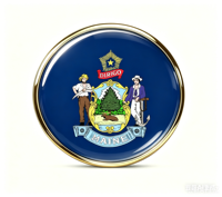 GREPAS GIFTS Épinglette drapeau du Maine ronde de 1 pouce, épinglette patriotique mondiale pour chapeau