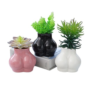 Mini-<span class=keywords><strong>pots</strong></span> de fleurs créatifs en céramique en forme de fesses pour succulentes, <span class=keywords><strong>pots</strong></span> à cactus abstraits avec trou d'irrigation, vente en gros - Product Image 1