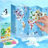 PERMAINAN STIKER PETA DUNIA MIDEER untuk Anak-anak, Pembelajaran Montessori, Mainan Edukasi Jigsaw Gosok, Hadiah untuk Anak-anak MD4111