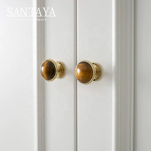 Santaya PVD <strong>Gold</strong> Brass Handles Kitchen Cabinet Pulls Bedroom Wardrobe Drawer <strong>Knobs</strong> Furniture <strong>Crystal</strong> Handle - Product Image 3