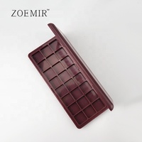 Palette de fards à paupières 24 couleurs vide, étui rectangulaire en chocolat avec miroir, palette de maquillage en ABS pour blush et anticernes