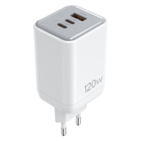 Pengisi Daya Cepat USB C 120W 2C1A Colokan EU Adaptor Daya untuk Laptop Tablet Ponsel Penggunaan Kantor