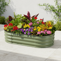Kit de jardinière surélevée en métal galvanisé 4x2x1 pieds (2 unités) – Résistant aux intempéries et à la rouille, conception à fond ouvert, forme ovale, pour légumes et fleurs