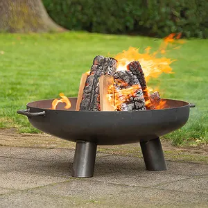 Esschert tasarım FF241 ulusötesi şirketler ateş çukuru chimenea açık ateş çukuru barbekü 100cm açık metal ateş çukuru demir kare