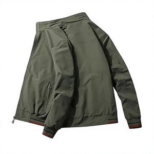 Chaqueta Bomber Verde Oliva para Hombre, Cortavientos, Transpirable, Casual, con Cierre, Cuello Mao, Exterior de Poliéster, Corte Regular para Invierno - Product Image 2
