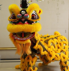 Lion Dance cinese taglia <span class=keywords><strong>normale</strong></span> due persone che indossano il Costume da ballo del leone per i bambini festa di ballo del leone carnevale - Product Image 5
