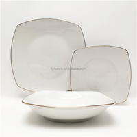 Service de table américain, 12 pièces, service de table en porcelaine blanche