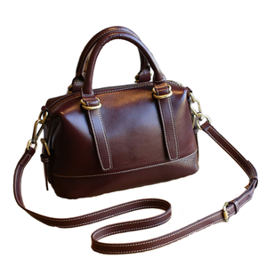 2025 Premium Genuine Leather Women's Boston <b>Handbag</b> Luxury Crossbody Shoulder Bag Zipper <b>Tassel</b> Polyester for Business Travel - Product Image 3