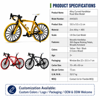 Modèle de vélo de course en alliage, miniatures de vélo de course à guidon bombé, modèle réduit en métal moulé sous pression, objet de collection, décoration, cadeau pour enfants