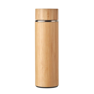 Custom Laser Logo 18OZ Natural Bamboo Tumbler 18/8 Stainless Steel Vacuum Insulated Bamboo Water Bottle With <b>Infuser</b> - Product Image 4