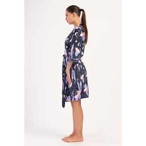 Robe de nuit sexy pour femmes, taille XXL, manches 3/4, poches, en modal, soie et coton, imprimé uni, pour l'été et l'hiver, vêtements de nuit pour la maison - Product Image 2