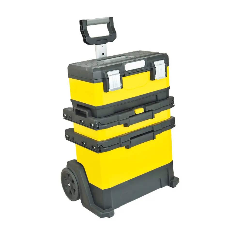 Heavy duty hard plastic Case storage tool box cart drawer stackable trolley box with wheels