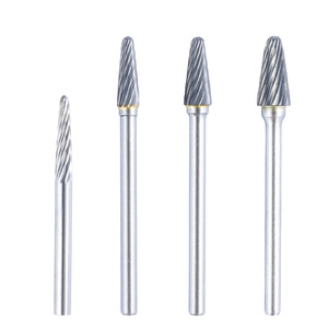 Fresa Rotativa de Carburo de Tungsteno con Cabeza de Pulido en Forma de L, Cúpula Cónica, Vástago de 3mm, Ranura Simple/Doble para Grabado de Metal - Product Image 2