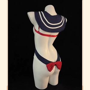 Disfraz Sexy de Marinera Azul para Mujer, Lencería, Uniforme, Cosplay con Lazo Rojo y Detalles de Encaje para Juego de Roles - Product Image 2
