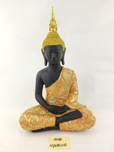 พระพุทธรูปไทยเซนรูปปั้นพระพุทธรูปรูปปั้นเรซิ่นสีดำทองหัตถกรรมรูปปั้นทางศาสนาในร่มของขวัญตกแต่งบ้านศิลปะพระพุทธรูป - Product Image 2