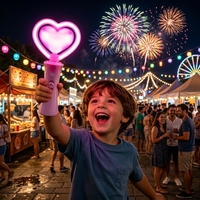 Varita Luminosa Giratoria con Forma de Corazón de Neón Intermitente de 8.6 Pulgadas, Barra de Luz LED Rosa Portátil de Plástico para Conciertos, Fiestas, Día de San Valentín, Juguete ASTM F963