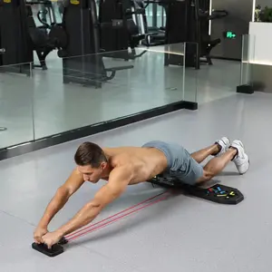 MR çok fonksiyonlu itme kurulu spor katlanabilir spor direnç bantları ile Push up kurulu & Ab tekerlek tüm vücut egzersiz