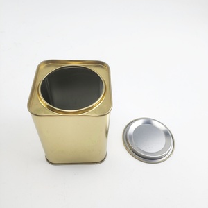 Square Tin Box 650ML Gold Sealed Tea <b>Jar</b> Biscuit <b>Cookie</b> Can Custom Printed Metal Packaging Box - Product Image 3