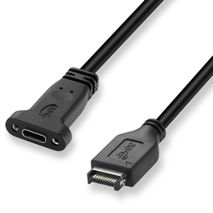 Bochara 50cm USB 3,1 Tipo E Macho a USB 3,1 Tipo C Hembra Cable Foil + Trenzado Blindado con Panel de Soporte - Product Image 4