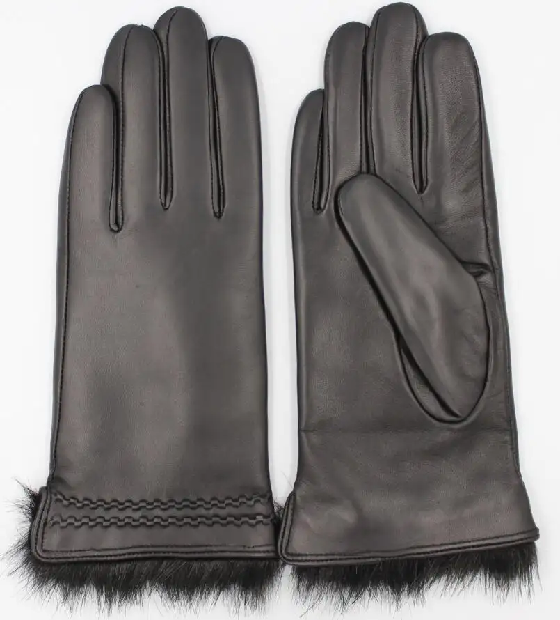Ladies sheep leather gloves with fur for winter