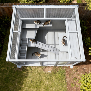 Casa para Gatos de Lujo, Grande, de Madera, Ecológica y Moderna, con Recinto Gris para Uso en Exteriores, Apta para Múltiples Gatos - Product Image 4