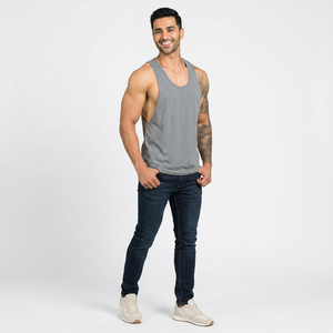 Débardeurs de fitness pour hommes de style G-Unit, impression de logo personnalisée, coton, coupe carrée, débardeur musculaire côtelé, vêtements pour hommes - Product Image 1