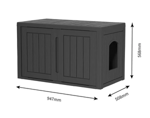 Modern Large Plastic <strong>Cat</strong> <strong>Litter</strong> Box Enclosure Storage <strong>Cabinet</strong>, Indoor Outdoor Pet <strong>Cat</strong> House With Storage Bench - Product Image 3