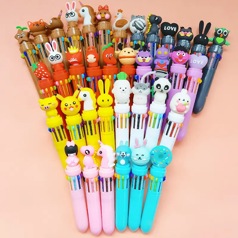 Animal Top Creative Multifunction Christmas Give weg Present Gifts 10 Color Refill In 1 stift Colorful Refill Ballpoint Pen