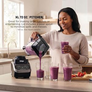 Mixeur professionnel Ninja 1000 W, broyeur de glace léger et machine à smoothies, pichet en plastique de 72 oz, noir/gris BL610 - Product Image 4